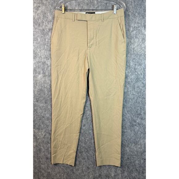 ASOS Design Mens Tan Khaki Double Hook Business Casual Pants - 32x30 - Picture 1 of 5